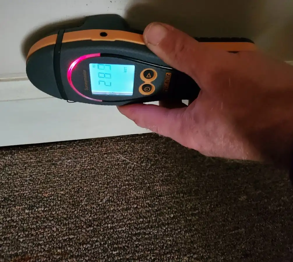 Moisture detection at baseboard during Burst Pipe Cleanup in Trenton